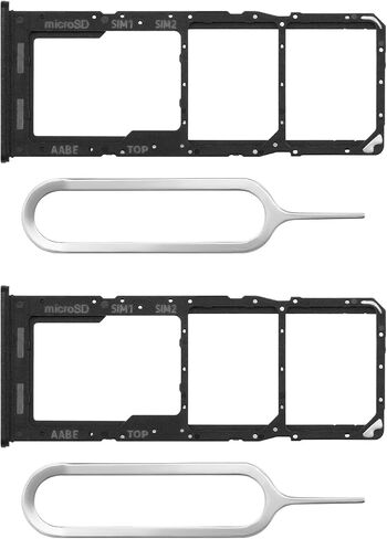 2X Dual SIM Card Slot Tray Holder Micro SD Card Holder Replacement with SIM Pin Compatible with Samsung Galaxy A12 2020, Black in Saudi Arabia