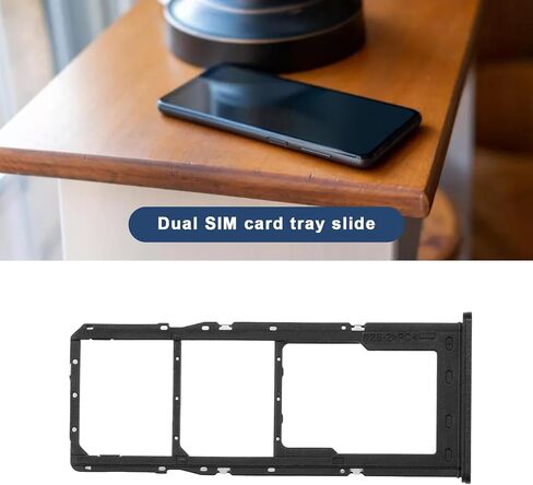 2X Dual SIM Card Slot Tray Holder Micro SD Card Holder Replacement with SIM Pin Compatible with Samsung Galaxy A12 2020, Black in Saudi Arabia