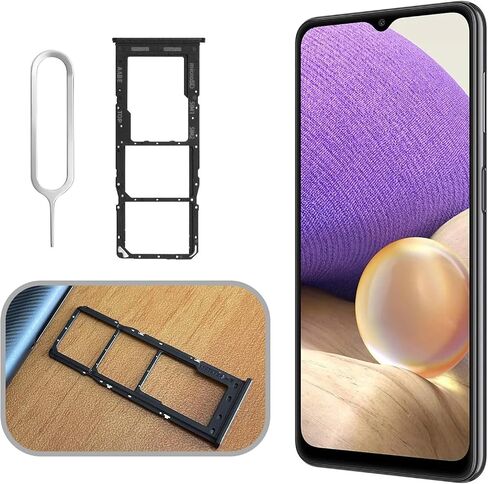 2X Dual SIM Card Slot Tray Holder Micro SD Card Holder Replacement with SIM Pin Compatible with Samsung Galaxy A12 2020, Black in Saudi Arabia