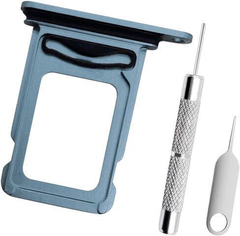 Replacement Sim Card Slot Tray Holder Compatible with iPhone 13 Pro / 13 Pro Max, 1 Metal SIM Card Tray Holder with Waterproof Rubber Gasket Ring, 1 Open Eject Pin and 1 Needle Opener Ejector, Blue in Saudi Arabia