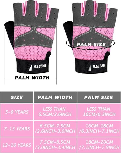 SATINIOR 3 Pairs Kids Half Finger Gloves Non Slip Gel Biking Gloves Adjustable Gymnastics Gloves for Girls Boys(Vintage Style,5-9 Years) in Saudi Arabia