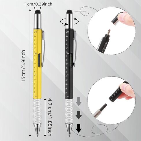 Yeaqee 24 Pcs Multi Tool Pens for Men 6 in 1 Screwdriver Multi Function Pen with Refills Ruler Level Gauge Ballpoint Pen for Dad Husband Father's Day Birthday Christmas Gifts (Classic Color) in Kuwait