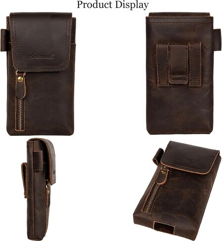 Leather Phone Holster, Genuine Buffalo Leather Cell Phone Holsters, Genuine Leather Belt Pouch, Leather Cell Phone Holster for Large Smartphones, Genuine Leather 7"x3.5"Phone Holster in Saudi Arabia