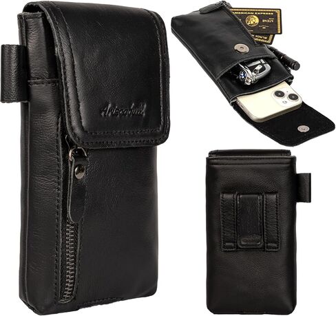 Leather Phone Holster, Genuine Buffalo Leather Cell Phone Holsters, Genuine Leather Belt Pouch, Leather Cell Phone Holster for Large Smartphones, Genuine Leather 7"x3.5"Phone Holster in Saudi Arabia