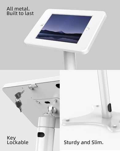 Tablet Floor Stand - 360 Swivel Compatible with 10.2" iPad 7 8 9 Gen, Anti-Theft, Key Lock, All Metal Floor Kiosk Stand in Saudi Arabia