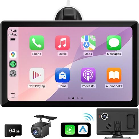 10.26 inch Wireless CarPlay Touchscreen for Car: 4K Dash Cam Car Play Screen with Carplay & Android Auto Portable Car Stereo 1080p Backup Camera Auto Brightness GPS Navigation Bluetooth Mirror Link in Saudi Arabia