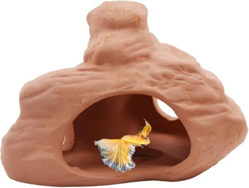 AnRui Ceramic Betta Fish Tank Accessories Decorations Natural Clay Hideout House Aquarium Cave Decor for Goldfish,Small Shrimp, Cichlid to Hide Play Breed Spawn in Kuwait