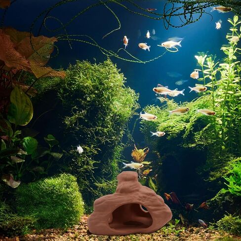 AnRui Ceramic Betta Fish Tank Accessories Decorations Natural Clay Hideout House Aquarium Cave Decor for Goldfish,Small Shrimp, Cichlid to Hide Play Breed Spawn in Kuwait