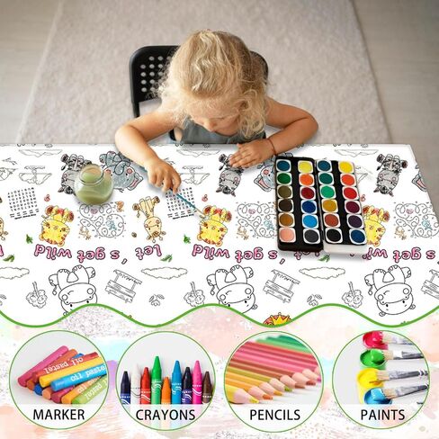 Avezano 2 pcs Christmas Coloring Tablecloth Jumbo Christmas Coloring Tablecloth for Kids Disposable Merry Christmas Coloring Table Cloth Large Christmas Coloring Poster Gifts 72x30 inch in Saudi Arabia