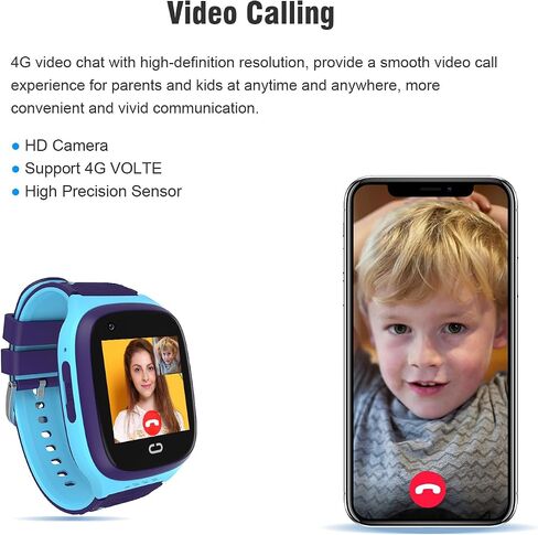4G Kids Smart Watch GPS Tracker - ساعة ذكية مع مكالمات فيديو في اتجاهين و7 ألعاب ألغاز للدردشة الصوتية SOS وضع المدرسة عداد الخطى Geo-Fence شاشة تعمل باللمس وساعة ذكية للأولاد والبنات in Saudi Arabia