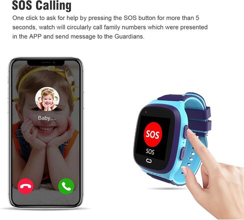 4G Kids Smart Watch GPS Tracker - ساعة ذكية مع مكالمات فيديو في اتجاهين و7 ألعاب ألغاز للدردشة الصوتية SOS وضع المدرسة عداد الخطى Geo-Fence شاشة تعمل باللمس وساعة ذكية للأولاد والبنات in Saudi Arabia