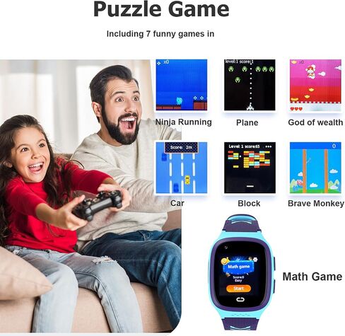 4G Kids Smart Watch GPS Tracker - ساعة ذكية مع مكالمات فيديو في اتجاهين و7 ألعاب ألغاز للدردشة الصوتية SOS وضع المدرسة عداد الخطى Geo-Fence شاشة تعمل باللمس وساعة ذكية للأولاد والبنات in Saudi Arabia