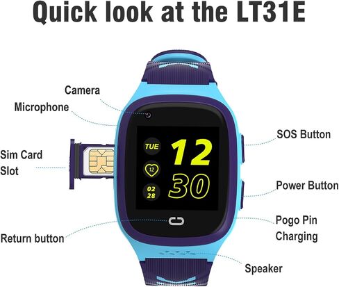 4G Kids Smart Watch GPS Tracker - ساعة ذكية مع مكالمات فيديو في اتجاهين و7 ألعاب ألغاز للدردشة الصوتية SOS وضع المدرسة عداد الخطى Geo-Fence شاشة تعمل باللمس وساعة ذكية للأولاد والبنات in Saudi Arabia