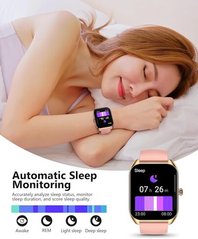 ساعة ذكية (الرد/إجراء مكالمة)، ساعة ذكية مقاس 2.02 بوصة مع جهاز مراقبة معدل ضربات القلب والأكسجين في الدم، ومتتبع اللياقة البدنية المقاوم للماء IP68، وأكثر من 100 وضع رياضي متوافق مع نظام التشغيل iOS Android للنساء والرجال in Kuwait