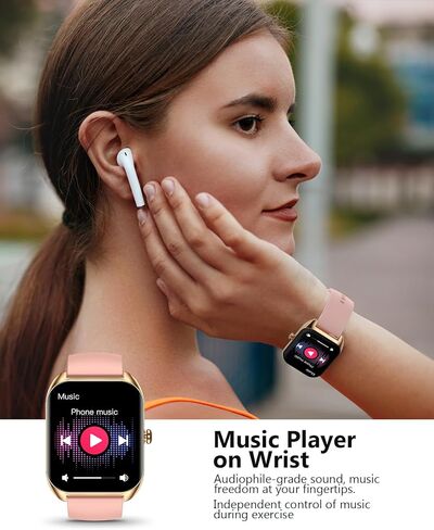 ساعة ذكية (الرد/إجراء مكالمة)، ساعة ذكية مقاس 2.02 بوصة مع جهاز مراقبة معدل ضربات القلب والأكسجين في الدم، ومتتبع اللياقة البدنية المقاوم للماء IP68، وأكثر من 100 وضع رياضي متوافق مع نظام التشغيل iOS Android للنساء والرجال in Kuwait