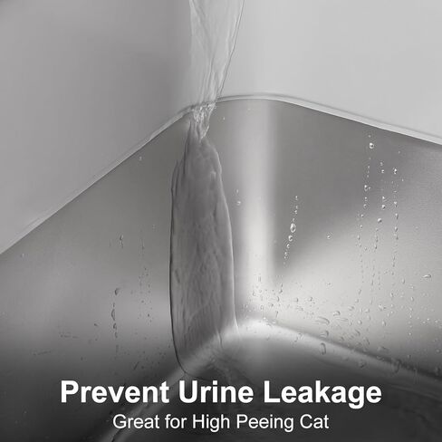 صندوق فضلات القطط من الفولاذ المقاوم للصدأ مع غطاء، صندوق فضلات معدني مغلق بجوانب عالية، صندوق فضلات القطط كبير جدًا مقاس XL مع دواسة فلتر وفرشاة تنظيف مغرفة، سهل التنظيف، مضاد للتسرب، غير لزج in Kuwait