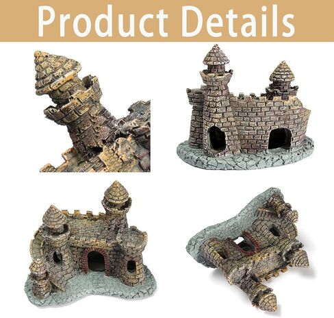 ديكورات خزان الأسماك، ديكورات حوض السمك على شكل قلعة من الراتنج، مخابئ كهف الأسماك على شكل قلعة عتيقة، ديكورات كبيرة لخزان الأسماك للخزان، زينة إكسسوارات حوض أسماك بيتا in Kuwait