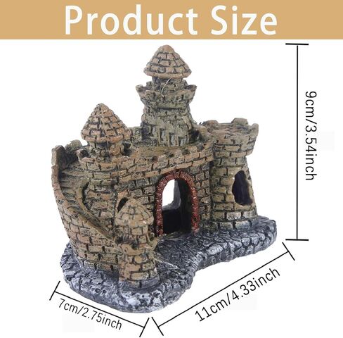 ديكورات خزان الأسماك، ديكورات حوض السمك على شكل قلعة من الراتنج، مخابئ كهف الأسماك على شكل قلعة عتيقة، ديكورات كبيرة لخزان الأسماك للخزان، زينة إكسسوارات حوض أسماك بيتا in Kuwait