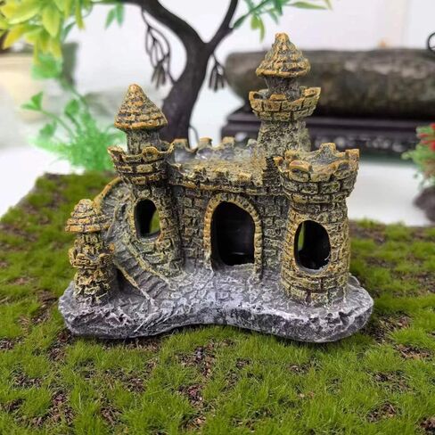 ديكورات خزان الأسماك، ديكورات حوض السمك على شكل قلعة من الراتنج، مخابئ كهف الأسماك على شكل قلعة عتيقة، ديكورات كبيرة لخزان الأسماك للخزان، زينة إكسسوارات حوض أسماك بيتا in Kuwait