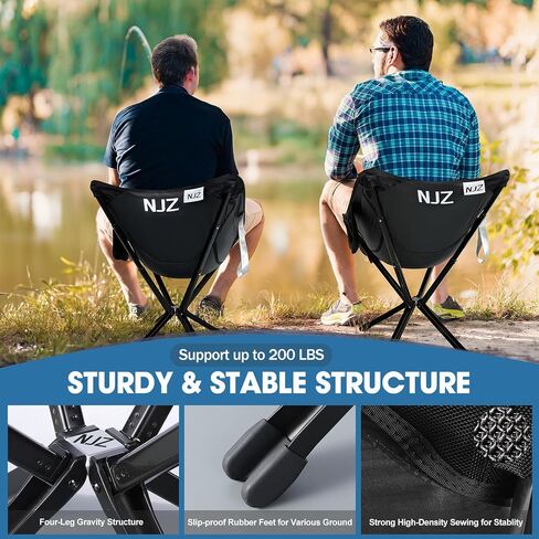 Heavy Duty Folding Chair for Outside, Support 600 LBS, High Back Camping Chair for Adult with Side Pockets, Carry Bag, Perfect for Road Trip, Sports, Lawn, Outdoor Events, Blue in Saudi Arabia