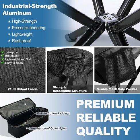 Heavy Duty Folding Chair for Outside, Support 600 LBS, High Back Camping Chair for Adult with Side Pockets, Carry Bag, Perfect for Road Trip, Sports, Lawn, Outdoor Events, Blue in Saudi Arabia