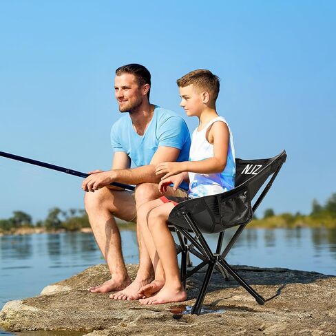 Heavy Duty Folding Chair for Outside, Support 600 LBS, High Back Camping Chair for Adult with Side Pockets, Carry Bag, Perfect for Road Trip, Sports, Lawn, Outdoor Events, Blue in Saudi Arabia