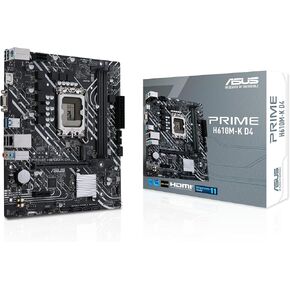 ASUS Prime H610M-K D4 Intel H610 (LGA 1700) mic-ATX Motherboard with DDR4, PCIe 4.0, M.2 Slot, Realtek 1 Gb Ethernet, HDMI, D-Sub,USB 3.2 Gen 1 Ports, SATA 6 Gbps, COM Header, RGB Header