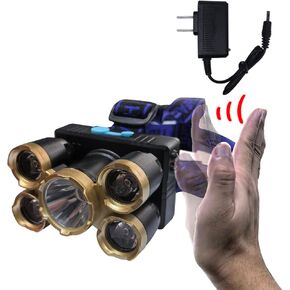Ultra Bright Headlamps 10000 Lumen Waterproof LED Headlight Torchlight Flashlight Work Light Rechargeable 4 Modes Head Lamp for Repair Camping Hiking Hunting Hard Hat (Induction Models, Black)