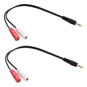 3.5mm Stereo to Dual Mono Cable, 2 Pcs Stereo to Mono Converter TRS Male to 2 TS Mono Female Adapter Y Headphone Splitter Gold Plated Adapter Compatible for Phone MP3