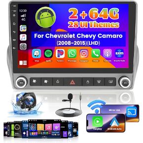 Roinvou [2G+64G] Car Radio for Chevrolet Chevy Camaro 2008-2015 (LHD) with Wireless Carplay/Android Auto, 9 Inch Android 13 IPS Touch Screen Car Stereo, Bluetooth, GPS Navi, WiFi, SWC, 28UI, DSP