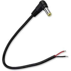 0.3M/1FT Short 18AWG 90 Degree DC Power Pigtail,1PCS 7A 5.5mm x 2.5mm Right Angle DC Power Cable Male Plug Pigtail for CCTV Camera,Surveillance