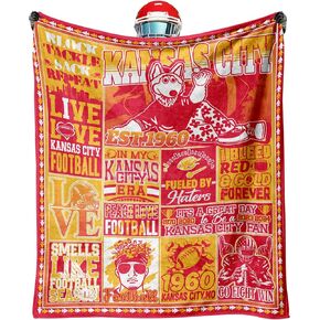 Kansas Gifts for Men Women, Kansas Football Fans Flannel Blanket, Kansas Gifts Ideas for Men Women Boys Kids Throw Blanket 60"x50"