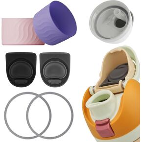 8Pcs Replacement Stopper+Water Bottle Seal Circle Compatible for Owala FreeSip 19oz 24oz 32oz 40oz, Silicone Water Bottle Top Lid Gasket Seal Bottle Cap Accessories, BPA-Free