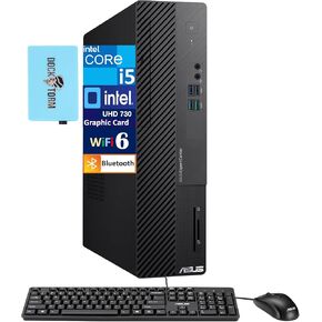 ASUS ExpertCenter D5 Business Mini Desktop PC (Intel i5-12400 6-Core, 64GB RAM, 512GB PCIe SSD, Intel UHD 730, WiFi, Bluetooth, Black, Windows 11 Pro) with Dockztorm Hub