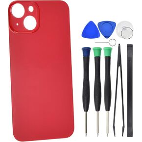 Back Glass for iPhone 14 Plus A2886 A2632 A2885 Replacement with Pre cut Adhesive - 6.7" Red