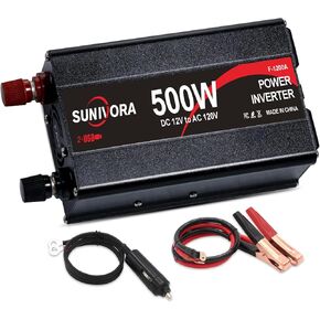 1200 Watt Power Inverter 12V DC to 110V/120V AC 60HZ 2400 Watt(Peak) Inverter Car Power Inverter with 2 AC Outlets & Dual USB Ports for Car Vehicle RV Truck