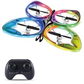 Mini Drone for Kids, RC Butterfly Drone with Colorful LED Lights, RC Quadcopter with 3D Flip, Headless Mode, Altitude Hold, 2 Batteries, Great Gift Toy for Beginners, Boys and Girls (Blue)
