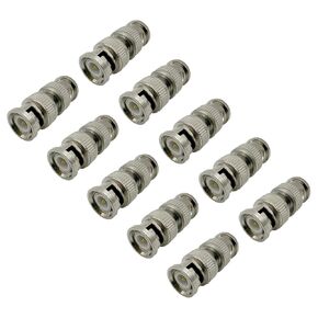 BNC Male to Male Plug Adapter Silver Coupler Connector BNC Male Coaxial Connector for CCTV RG59 Cable Security System Cameras, 10PCS