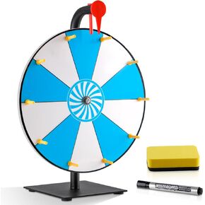 12 Inch Spinning Prize Wheel, Spinning Wheel for Prizes with Heavy Duty Base, Erasable Whiteboard Surface, Tabletop Roulette Wheel for Parties, Trade Show and Carnival Games (12 inch)