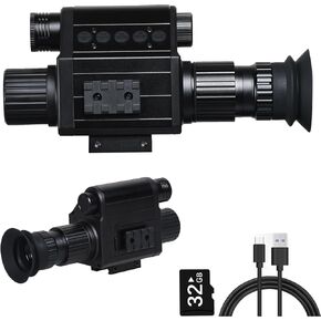 Digital Night Vision Monocular, IR Illuminator 850nm Night Vision Rifle Scope for Night Watching & Observations, 4X Digital Zoom, Save Photos & Videos with 32GB TF Card