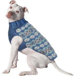 Chilly Dog Teal Fair Isle Alpaca Sweater, XX-Large
