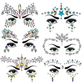Face Body Gems Jewels Stickers,Body Jewels Stickers Stick on 10 Sets with 6 Boxes Chunky Glitter for Women Makeup Festival