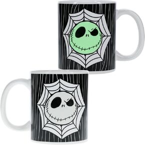 Paladone Jack Skellington Glow in the Dark Mug - Officially Licensed Disney Collectible Gift for Nightmare Before Christmas Fans, Ceramic Tea Cup, 300 ml (10 fl oz)