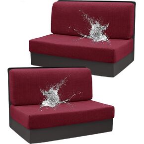 Stretch Rv Dinette Cushion Covers,Rv Cushion Covers Dinette Booth Seats with 1 Backrest & 1 Bench Cover,38 in Camper Cushion Covers Dinette Booth Set,Camper Cushion Table,2 Set-Black