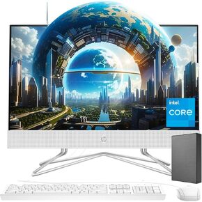 HP 21.5 inch Newest All-in-One Desktop PC, FHD Display, 32GB RAM, 2TB Storage (1TB SSD with 1TB External Hard Drive), Intel Dual-Core Processor, Webcam, Bluetooth, Mouse and Keyboard, Windows 11