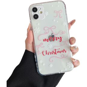 ZTOFERA Christmas Phone Case for iPhone 14 6.1 inch,Clear Cute Merry Christmas Pattern Phone Case Gifts Transparent Hard PC +TPU Bumper Shockproof Protective Cover-Gingerbread Man