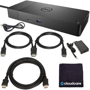 Dell Docking Station WD 19S WD19S USB C Docking Station (WD19S130W) with 130W Power Adapter and 90W Power Delivery + Cloud Care Essentials Kit and Support Plus