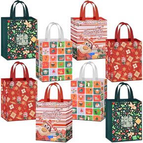 AhfuLife 4PCS Extra Large Christmas Gift Bags, 21.2'' x 16.1''x 6.3'', Jumbo Christmas Tote Bags with Handles, Reusable Non-woven Christmas Shopping Bags for New Year, Xmas's Party Supplies Decoration