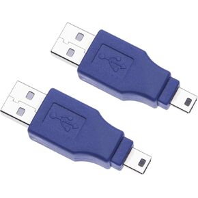 Keple 2.0 USB to USB Mini 5 Pin Adapter USB Type A Male to Male Mini B USB Plug Coupler Connector Short Converter Adaptor for PC, Laptops, Controllers, Printers, Digital Cameras (2 Pack)