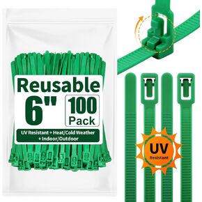SOOOEC 200 Pack Reusable Green Zip Ties Assorted Sizes 6+8+10+12 Inch UV Resistant, Black Zip Ties Heavy Duty Outdoor Releasable Round Ending No Hurt, Cable Ties Reusable Tie Wraps Indoor Non Slip Off